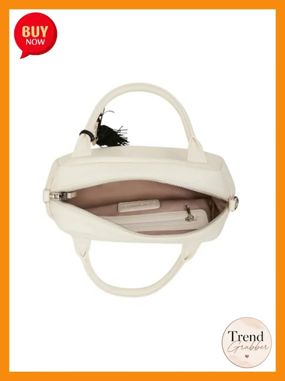 Faux Leather Satchel with Crossbody Strap, Zipper Closure, Top Handle